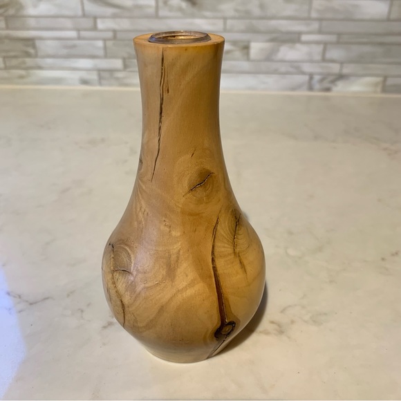 Hand Turned Signed Wooden Bud Vase - Picture 7 of 12